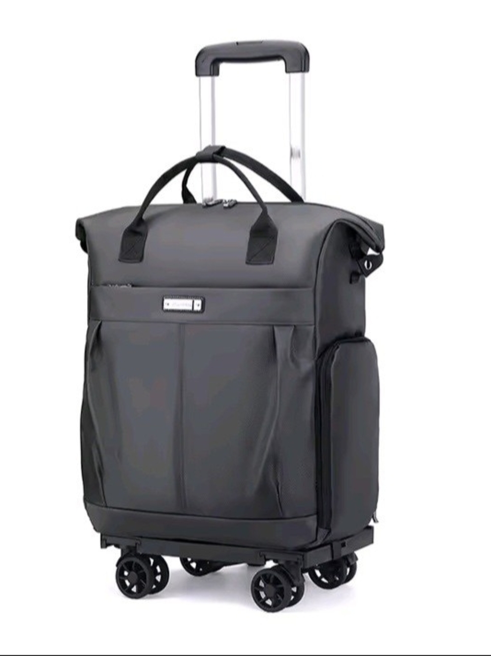 Back To School Black Rolling Travel Tote Bag with Telescopic Handle